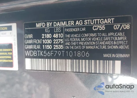 2009 Mercedes-Benz Clk 350 z USA, uszkodzony, nr VIN WDBTK56F79T101806